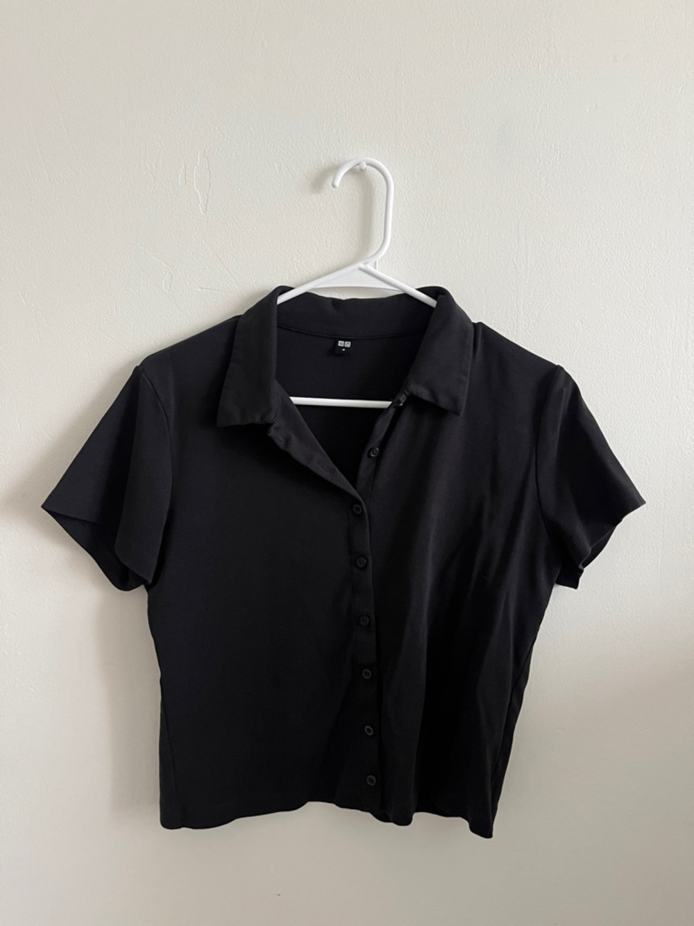Uniqlo Black Short-Sleeve Button-Down Polo Shirt